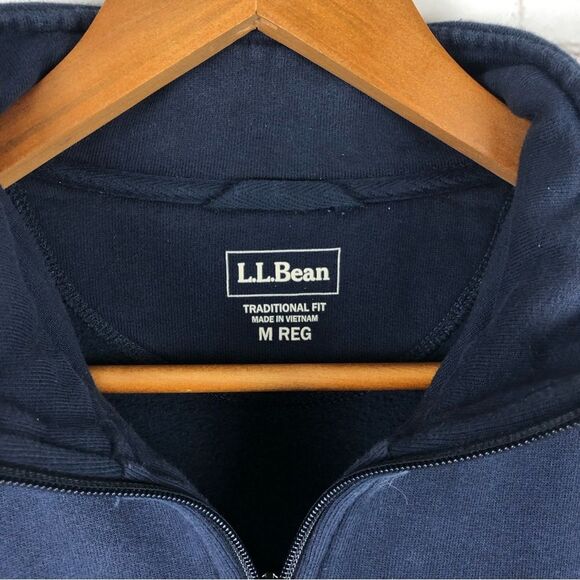 L.L. Bean Blue Quarter Zip Pullover Men's Sz Medium - Picture 2 of 8